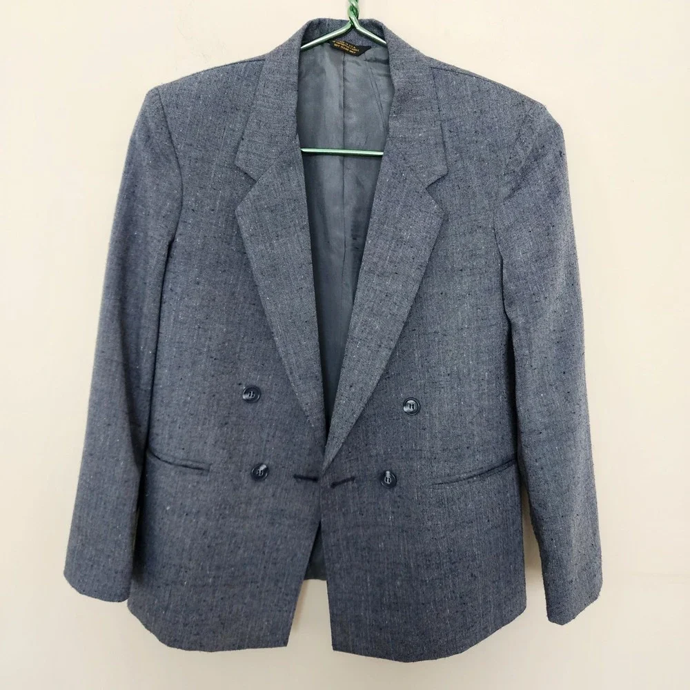 Michael James Boys Grey Double Breasted Suit Set Size 12R Vintage Made in USA